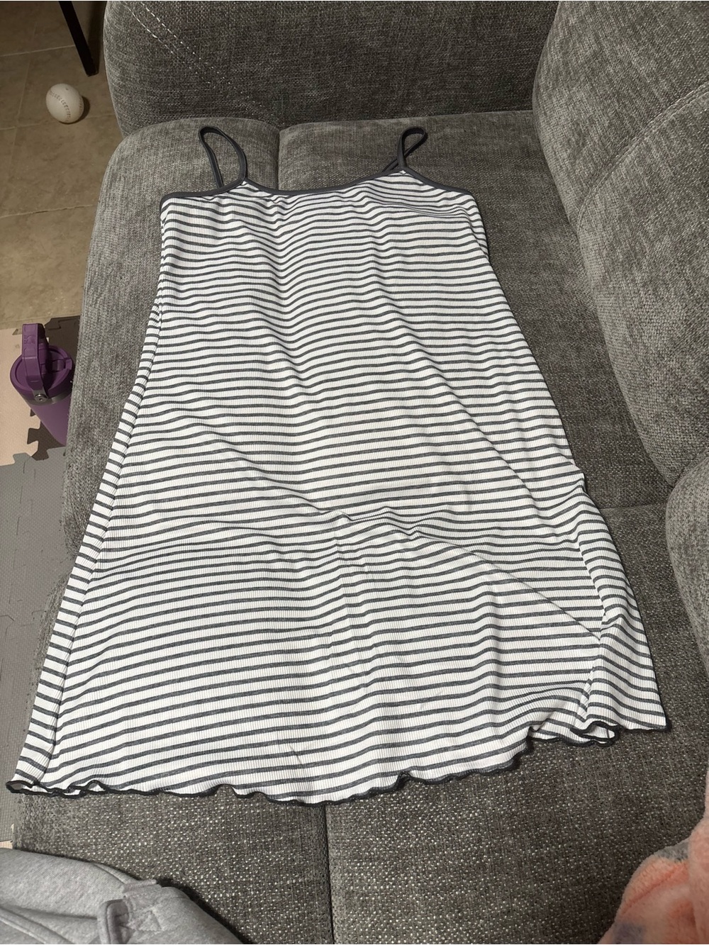 Striped Spaghetti Strap Slip Dress in White and Black